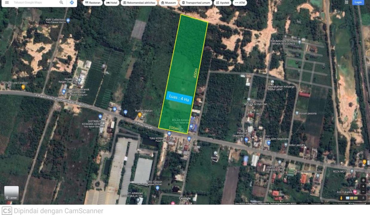 Dijual Tanah 4 hektar di depan PT Arwana keramik ogan ilir indralaya (1)