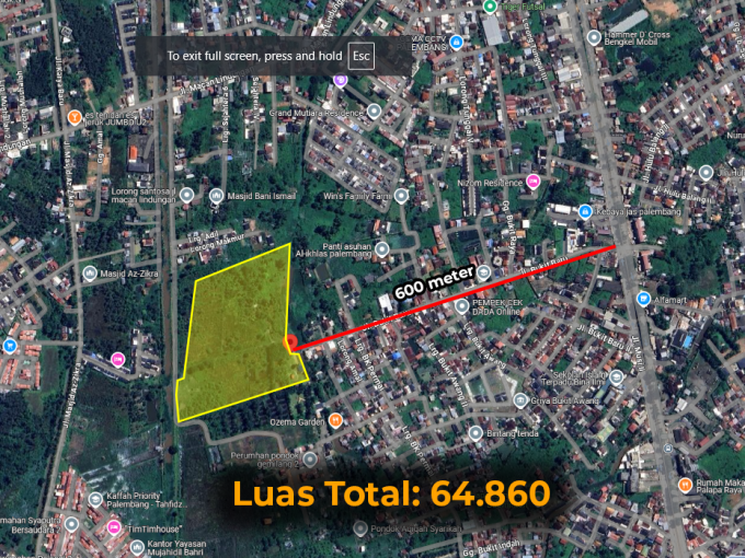 DIJUAL TANAH 6,4 HEKTAR BUKIT BARU PALEMBANG – Calling All Big Developers