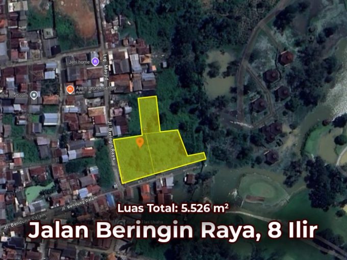 DIJUAL TANAH 5526 m2 JALAN BERINGIN RAYA DEKAT PTC MALL PALEMBANG