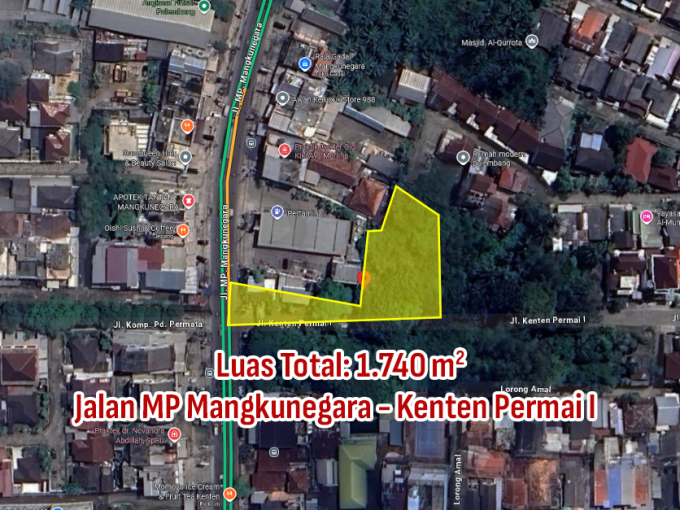 DIJUAL TANAH JALAN MP MANGKUNEGARA KENTEN PALEMBANG